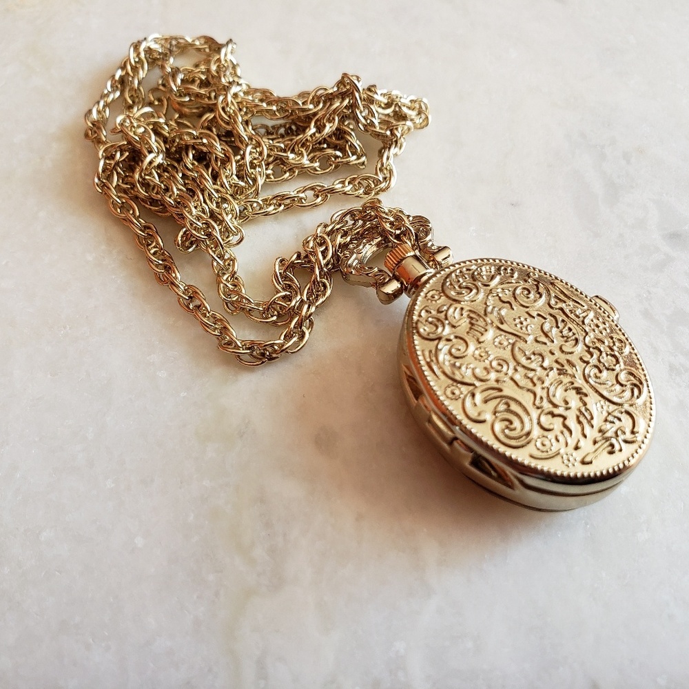 Locket watch necklace
